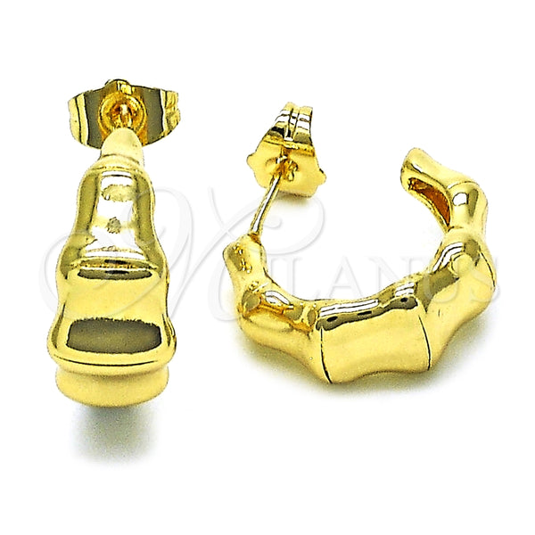 Argolla Pequeña 02.163.0203.20 Oro Laminado, Diseño de Bambu, Pulido, Tono Dorado