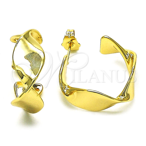 Argolla Pequeña 02.163.0209.20 Oro Laminado, Diseño de Torcido, Pulido, Tono Dorado