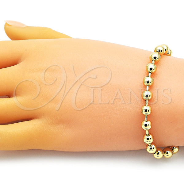 Pulsera Elegante 03.341.0204.07 Oro Laminado, Diseño de Bola, Pulido, Tono Dorado (06 MM Thickness, 7 Inches Length)