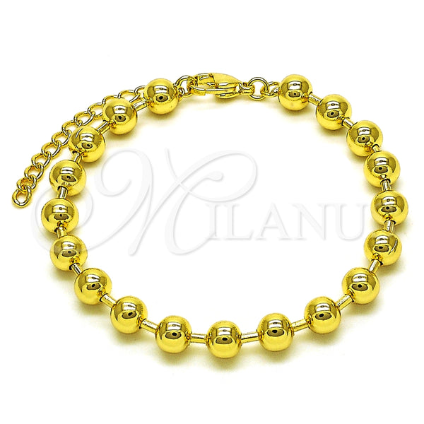 Pulsera Elegante 03.341.0204.07 Oro Laminado, Diseño de Bola, Pulido, Tono Dorado (06 MM Thickness, 7 Inches Length)