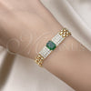 Pulsera Elegante 03.283.0303.07 Oro Laminado, Diseño de Bismarco, con Verde Zirconia Cubica and Blanca Micro Pave, Pulido, Tono Dorado (10 MM Thickness, 7 Inches Length)