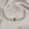 Pulsera Elegante 03.283.0303.07 Oro Laminado, Diseño de Bismarco, con Verde Zirconia Cubica and Blanca Micro Pave, Pulido, Tono Dorado (10 MM Thickness, 7 Inches Length)
