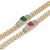 Pulsera Elegante 03.283.0303.07 Oro Laminado, Diseño de Bismarco, con Verde Zirconia Cubica and Blanca Micro Pave, Pulido, Tono Dorado (10 MM Thickness, 7 Inches Length)