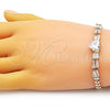Pulsera Elegante 03.283.0304.07 Oro Laminado, Diseño de Corazón y Baguette, con Blanca Zirconia Cubica, Pulido, Tono Dorado (05 MM Thickness, 7 Inches Length)