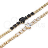 Pulsera Elegante 03.283.0304.07 Oro Laminado, Diseño de Corazón y Baguette, con Blanca Zirconia Cubica, Pulido, Tono Dorado (05 MM Thickness, 7 Inches Length)