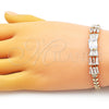Pulsera Elegante 03.283.0305.07 Oro Laminado, Diseño de Baguette y Oja, con Blanca Zirconia Cubica, Pulido, Tono Dorado (05 MM Thickness, 7 Inches Length)