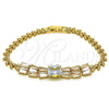 Pulsera Elegante 03.283.0305.07 Oro Laminado, Diseño de Baguette y Oja, con Blanca Zirconia Cubica, Pulido, Tono Dorado (05 MM Thickness, 7 Inches Length)
