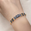 Pulsera Elegante 03.283.0305.1.07 Oro Laminado, Diseño de Baguette y Oja, con Negro Zirconia Cubica, Pulido, Tono Dorado (05 MM Thickness, 7 Inches Length)