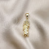 Dije Religioso 05.411.0001 Oro Laminado, Diseño de San Judas, con Blanca Micro Pave, Pulido, Tono Dorado