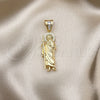 Dije Religioso 05.411.0002 Oro Laminado, Diseño de San Judas, con Blanca Micro Pave and Blanca Zirconia Cubica, Pulido, Tono Dorado