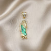 Dije Religioso 05.411.0002.1 Oro Laminado, Diseño de San Judas, con Micro Pave Blanca y Zirconia Cubica Blanca, Pulido, Tres Tonos