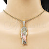 Dije Religioso 05.411.0003.2 Oro Laminado, Diseño de San Judas, con Blanca Micro Pave and Blanca Zirconia Cubica, Pulido, Tres Tonos