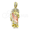 Dije Religioso 05.411.0003.2 Oro Laminado, Diseño de San Judas, con Blanca Micro Pave and Blanca Zirconia Cubica, Pulido, Tres Tonos