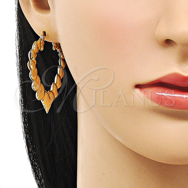 Argolla Grande 02.170.0430.50 Oro Laminado, Diseño de Corazón, Pulido, Tono Dorado