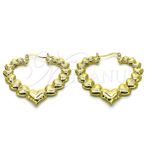 Argolla Grande 02.170.0430.50 Oro Laminado, Diseño de Corazón, Pulido, Tono Dorado