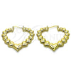 Argolla Grande 02.170.0430.50 Oro Laminado, Diseño de Corazón, Pulido, Tono Dorado