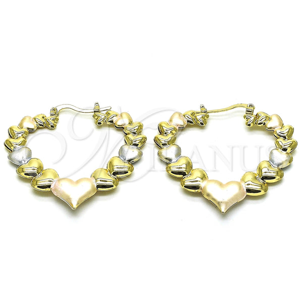 Argolla Grande 02.170.0430.1.50 Oro Laminado, Diseño de Corazón, Pulido, Tres Tonos