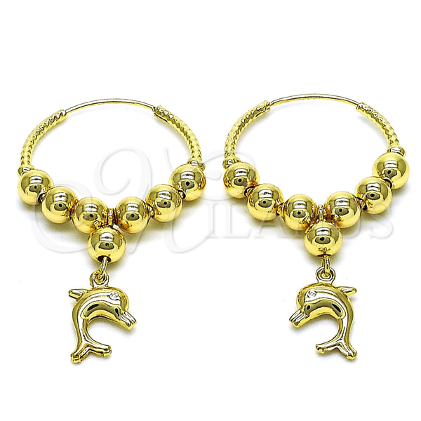 Argolla Mediana 02.170.0431.30 Oro Laminado, Diseño de Delfín, Pulido, Tono Dorado