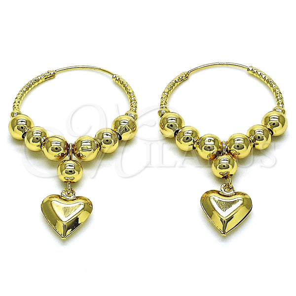 Argolla Mediana 02.170.0432.30 Oro Laminado, Diseño de Corazón y Bola, Pulido, Tono Dorado