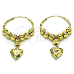 Argolla Mediana 02.170.0432.30 Oro Laminado, Diseño de Corazón y Bola, Pulido, Tono Dorado