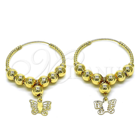 Argolla Mediana 02.170.0433.30 Oro Laminado, Diseño de Mariposa, Pulido, Tono Dorado