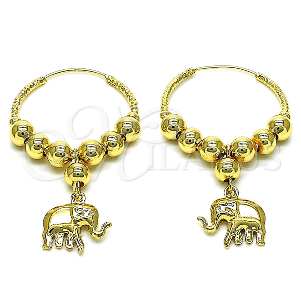 Argolla Mediana 02.170.0434.30 Oro Laminado, Diseño de Elefante y Bola, Pulido, Tono Dorado