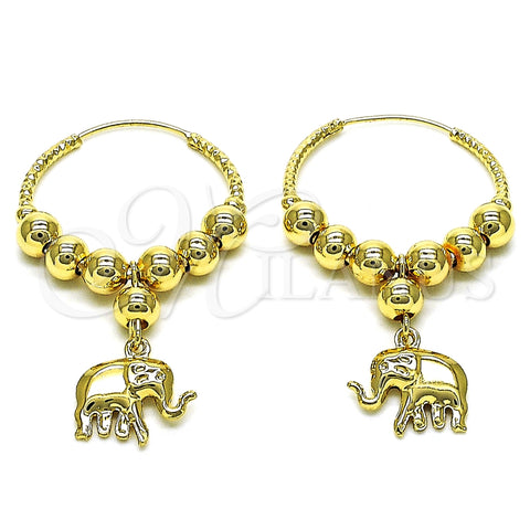 Argolla Mediana 02.170.0434.30 Oro Laminado, Diseño de Elefante y Bola, Pulido, Tono Dorado