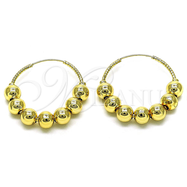 Argolla Mediana 02.170.0435.35 Oro Laminado, Diseño de Bola, Pulido, Tono Dorado