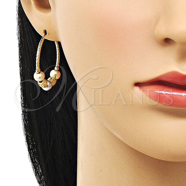 Argolla Mediana 02.170.0438.30 Oro Laminado, Diseño de Llave Griega, Pulido, Tres Tonos