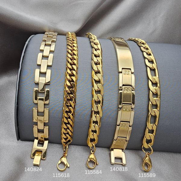 Kit Surtido de 25 Pulseras para Hombre de Acero Dorado al por mayor — SKU 153044