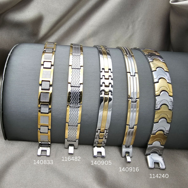 Especial del Día del Padre: Kit Surtido de 25 Pulseras para Hombre de Acero Bicolor al por mayor — SKU 153045