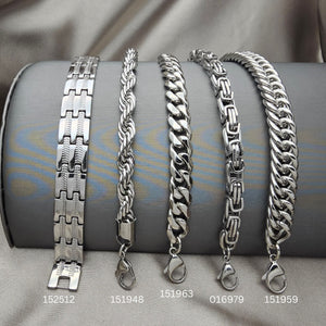 Especial del Día del Padre: Kit Surtido de 25 Pulseras para Hombre de Acero al por mayor — SKU 153046