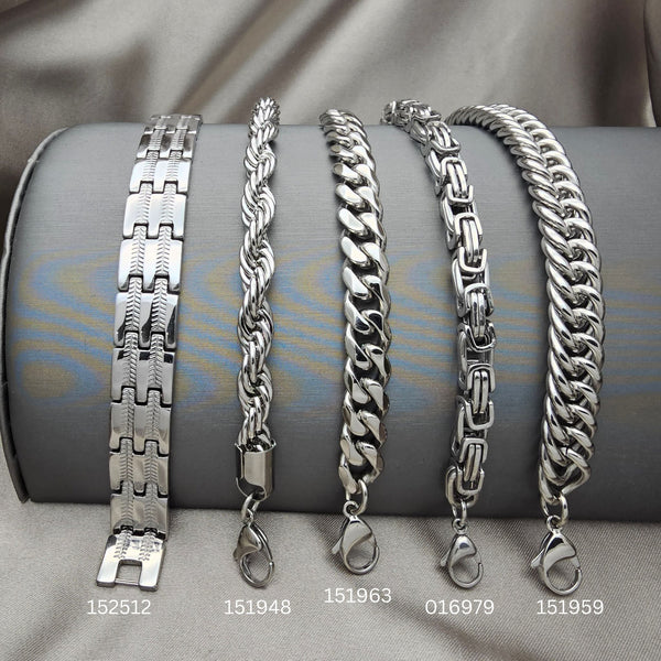 Especial del Día del Padre: Kit Surtido de 25 Pulseras para Hombre de Acero al por mayor — SKU 153046
