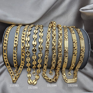 Especial del Día del Padre: Kit Surtido de 8 Collares y Pulseras para Hombre de Acero Dorado al por mayor — SKU 153047