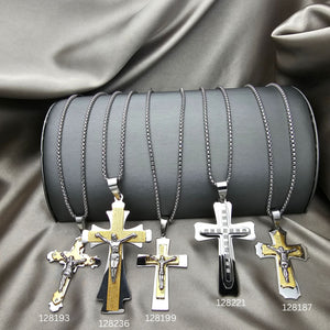 Especial del Día del Padre: Kit Surtido de 12 Cadenas y Dijes Bicolor de Acero al por mayor — SKU 153050