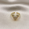 Anillo Multi Piedra 01.341.0102 Oro Laminado, Diseño de Osito y Solitario, con Blanca and Negro Micro Pave, Pulido, Tono Dorado (One size fits all)