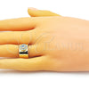 Anillo Multi Piedra 01.341.0103 Oro Laminado, Diseño de Ojo Griego, con Turquoise and Blanca Micro Pave, Pulido, Tono Dorado (One size fits all)