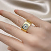 Anillo Multi Piedra 01.341.0103 Oro Laminado, Diseño de Ojo Griego, con Turquoise and Blanca Micro Pave, Pulido, Tono Dorado (One size fits all)