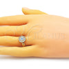 Anillo Multi Piedra 01.341.0104 Oro Laminado, Diseño de Ojo Griego y Cubana Concava, con Blanca Micro Pave, Pulido, Tono Dorado (One size fits all)