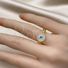 Anillo Multi Piedra 01.341.0104 Oro Laminado, Diseño de Ojo Griego y Cubana Concava, con Blanca Micro Pave, Pulido, Tono Dorado (One size fits all)