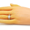 Anillo Multi Piedra 01.341.0105 Oro Laminado, Diseño de Baguette, con Blanca Zirconia Cubica and Blanca Micro Pave, Pulido, Tono Dorado (One size fits all)