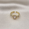 Anillo Multi Piedra 01.341.0105 Oro Laminado, Diseño de Baguette, con Blanca Zirconia Cubica and Blanca Micro Pave, Pulido, Tono Dorado (One size fits all)