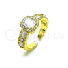 Anillo Multi Piedra 01.341.0105 Oro Laminado, Diseño de Baguette, con Blanca Zirconia Cubica and Blanca Micro Pave, Pulido, Tono Dorado (One size fits all)
