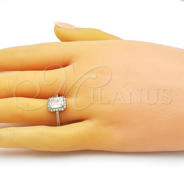 Anillo Multi Piedra 01.341.0106 Oro Laminado, con Blanca Zirconia Cubica and Blanca Micro Pave, Pulido, Tono Dorado (One size fits all)
