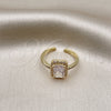 Anillo Multi Piedra 01.341.0106 Oro Laminado, con Blanca Zirconia Cubica and Blanca Micro Pave, Pulido, Tono Dorado (One size fits all)