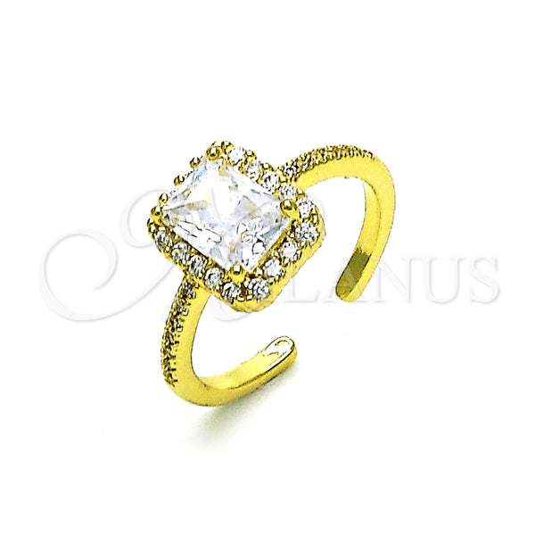 Anillo Multi Piedra 01.341.0106 Oro Laminado, con Blanca Zirconia Cubica and Blanca Micro Pave, Pulido, Tono Dorado (One size fits all)