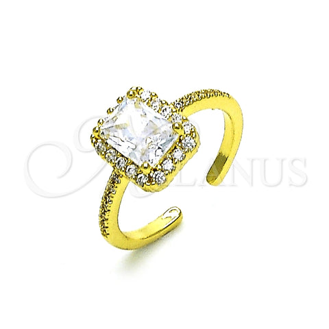 Anillo Multi Piedra 01.341.0106 Oro Laminado, con Blanca Zirconia Cubica and Blanca Micro Pave, Pulido, Tono Dorado (One size fits all)