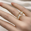 Anillo Multi Piedra 01.341.0107 Oro Laminado, Diseño de Baguette, con Blanca Zirconia Cubica, Pulido, Tono Dorado (One size fits all)