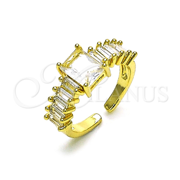 Anillo Multi Piedra 01.341.0107 Oro Laminado, Diseño de Baguette, con Blanca Zirconia Cubica, Pulido, Tono Dorado (One size fits all)