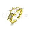 Anillo Multi Piedra 01.341.0107 Oro Laminado, Diseño de Baguette, con Blanca Zirconia Cubica, Pulido, Tono Dorado (One size fits all)